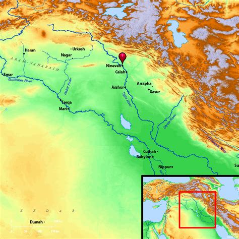 where is nineveh located|ancient nineveh map.